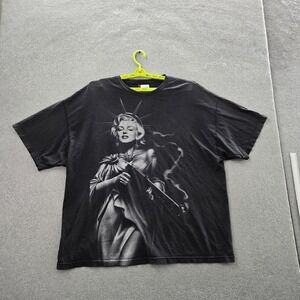 VINTAGE OG Abel Men Shirt Black Marilyn Monroe Lady Liberty Short Sleeve